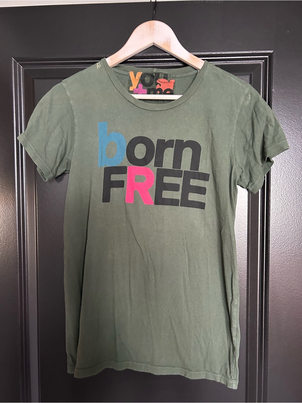 Freecity Born Free Graphic Tee in Olive Green medium